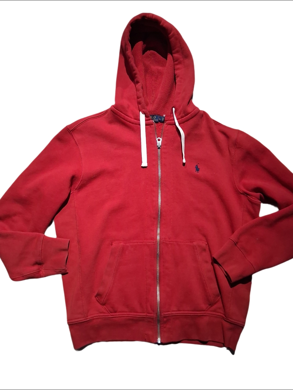 Ralph Lauren Polo MEN's Coral Red Zip-Up Hoodie Size Medium